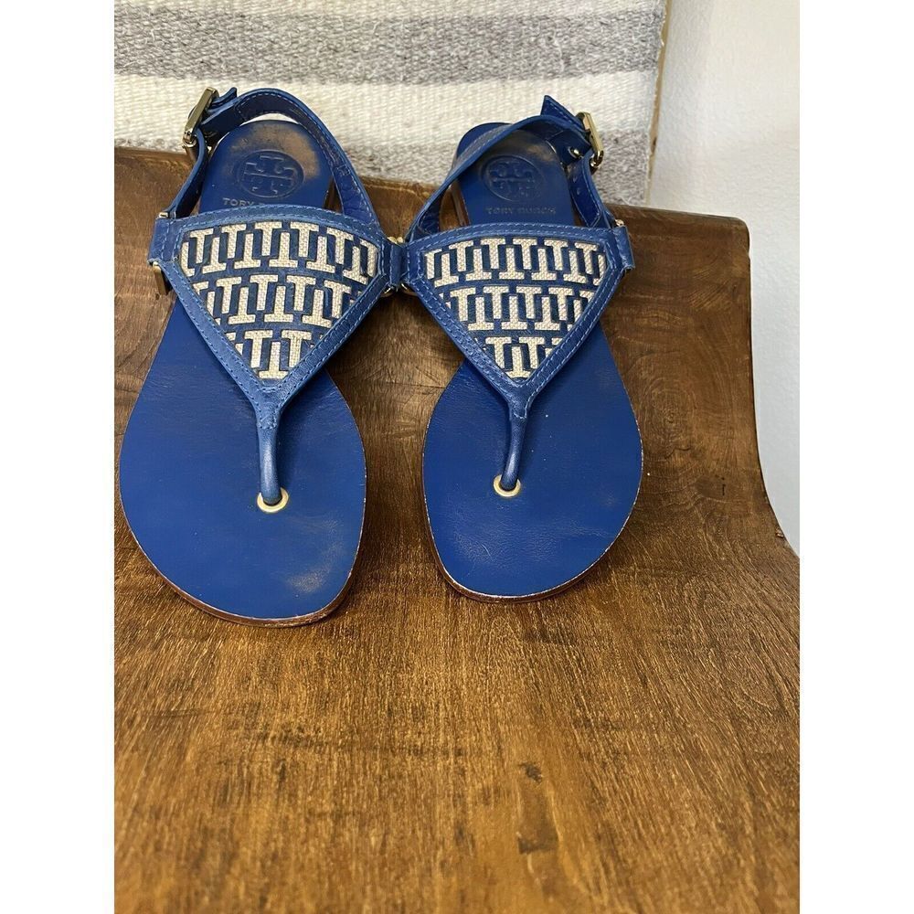 Tory Burch - Women's Thong Sandals - Blue Leather - Size 6.5 - Lightly Used